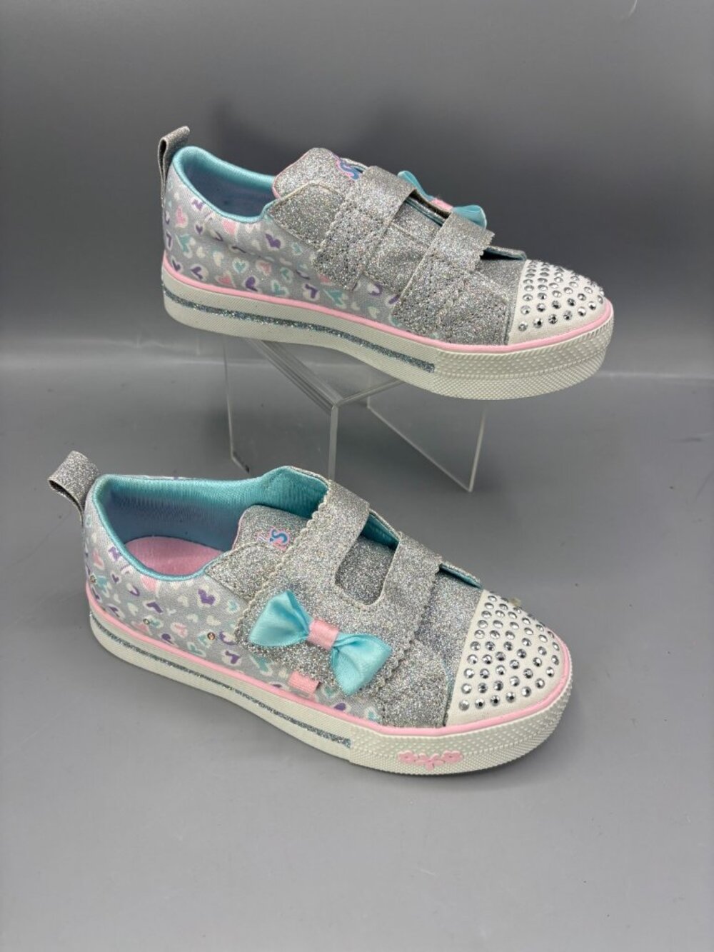 S Sport by Skechers Sneakers Girls US 1 Silver Rhinestone Embellished Light Up